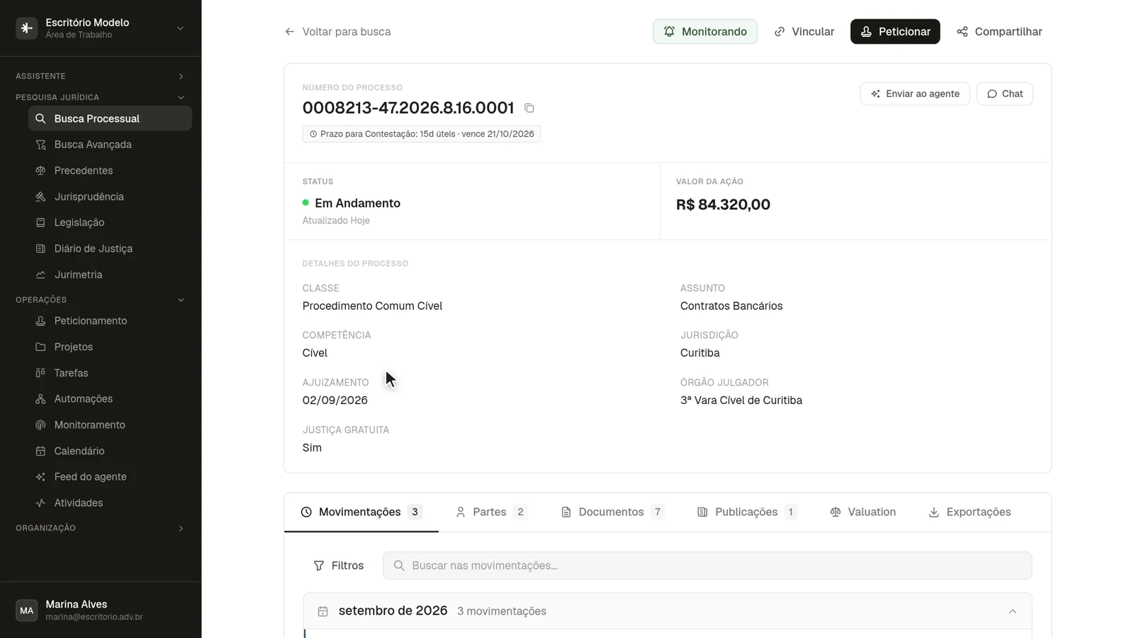 O prazo já vem contado.