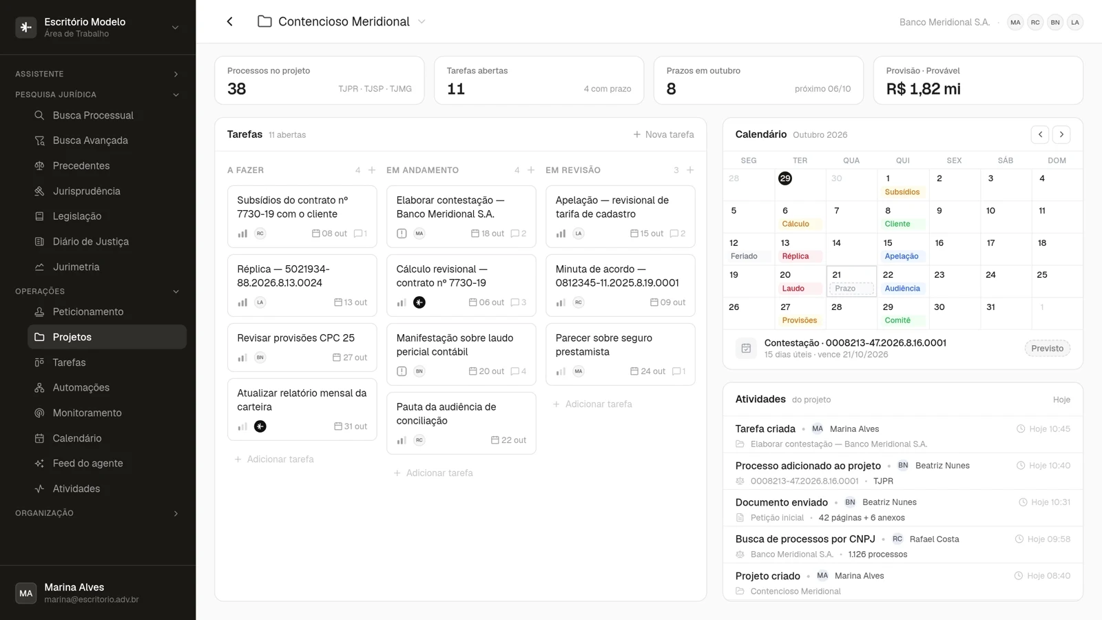 A contestação entra em andamento.