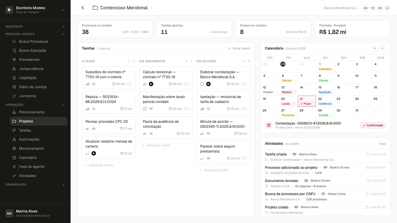 O prazo de 21/10 confirmado no calendário.