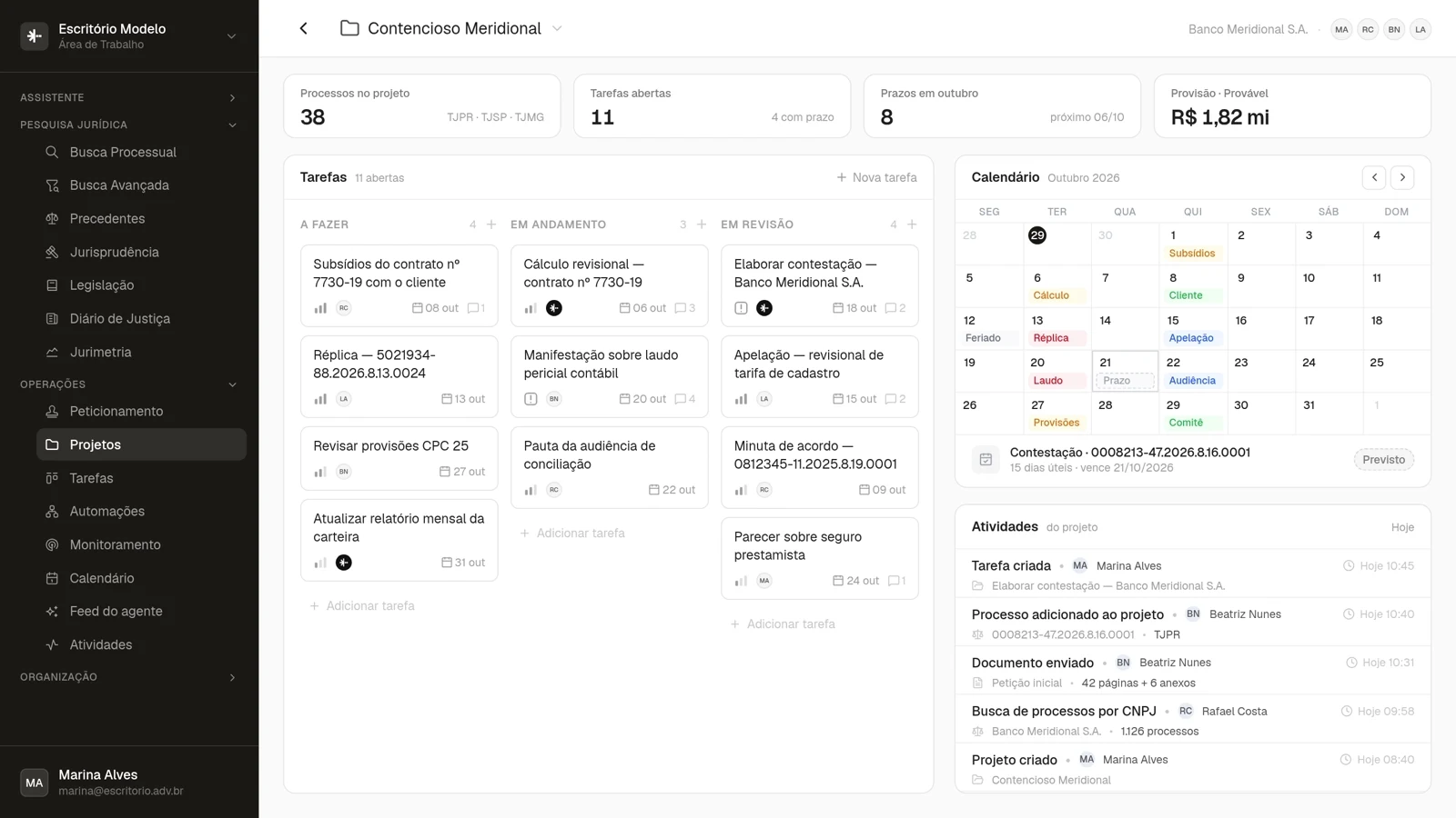 Com a minuta pronta, vai para revisão.